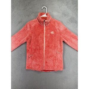 The North Face Jacket Womens Medium Pink Sherpa Fleece Coat Full Zip Logo Ladies